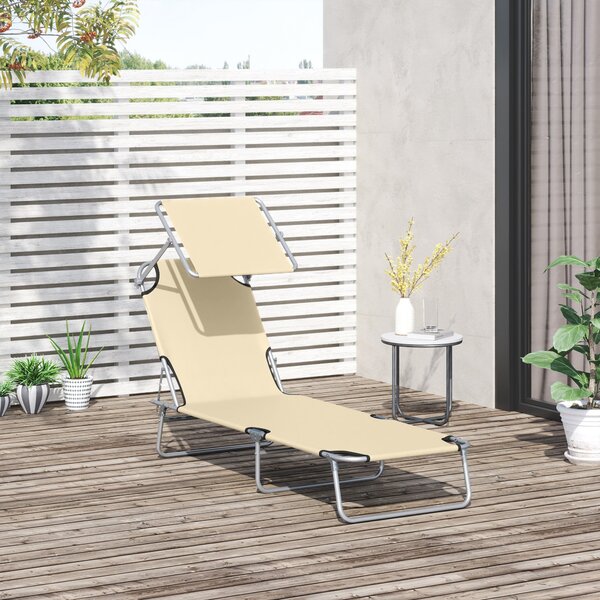 Skládací lehátko Outsunny pro venkovní zahradu s odnímatelnou a nastavitelnou stříškou, nastavitelné ve 4 úrovních pro terasu, bazén a patio 187x58x36