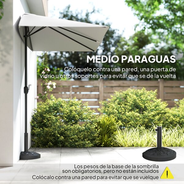 Outsunny Obdélníkový Parasol 230x130x245 cm Skládací Poloviční Parasol s Kličkou UV 30+ Ochrana Voděodolný Parasol pro Balkon Terasu Zahradu Krémový |