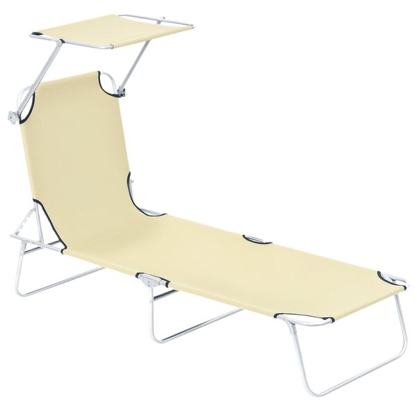 Skládací lehátko Outsunny pro venkovní zahradu s odnímatelnou a nastavitelnou stříškou, nastavitelné ve 4 úrovních pro terasu, bazén a patio 187x58x36