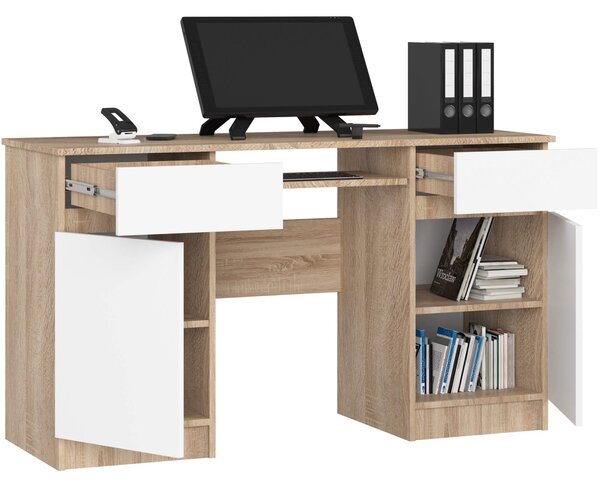 Ak furniture Psací stůl A5 135 cm dub sonoma/bílý