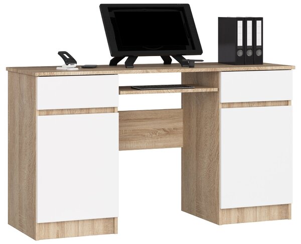 Ak furniture Psací stůl A5 135 cm dub sonoma/bílý