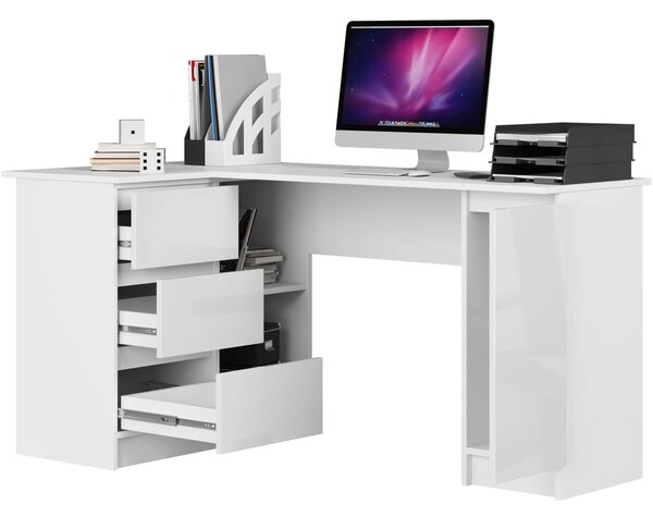 Ak furniture Rohový psací stůl B20 155 cm bílý lesk levý