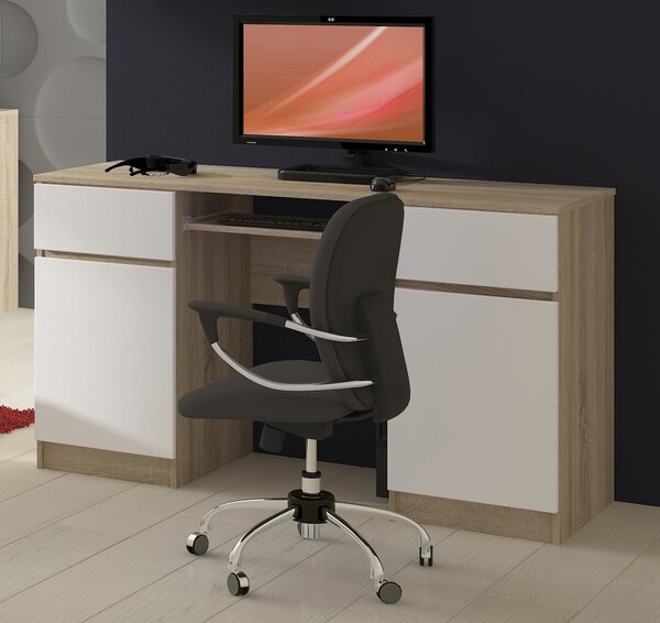 Ak furniture Psací stůl A5 135 cm dub sonoma/bílý