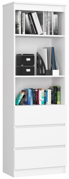 Ak furniture Kancelářský regál Rexa 60 cm 3 šuplíky a 2 police bílý