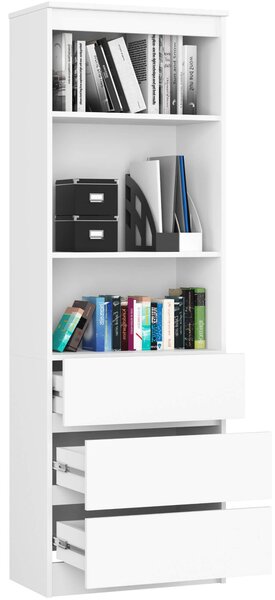 Ak furniture Kancelářský regál Rexa 60 cm 3 šuplíky a 2 police bílý