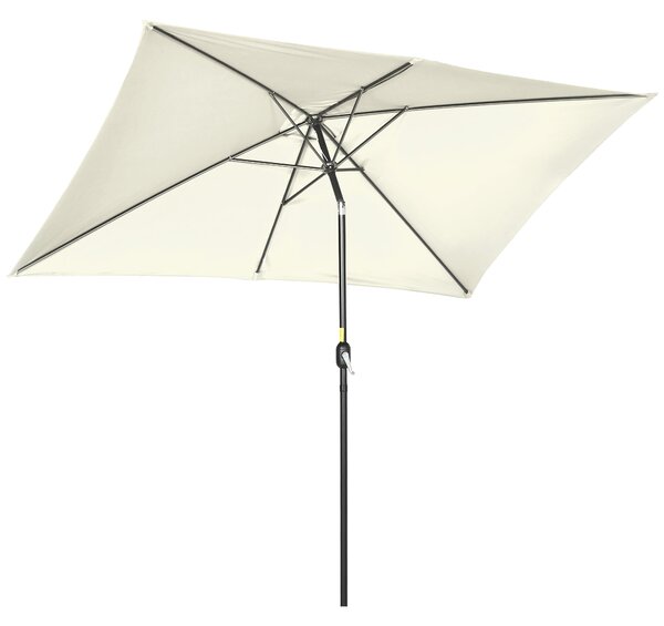 Zahradní slunečník Outsunny 195 cm x 295 cm s hliníkovým sloupem a nastavitelným úhlem, Anti-UV slunečník pro zahradní terasu Krémový | Aosom
