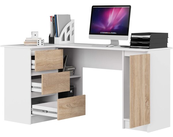 Ak furniture Rohový psací stůl B20 155 cm bílý/dub sonoma levý