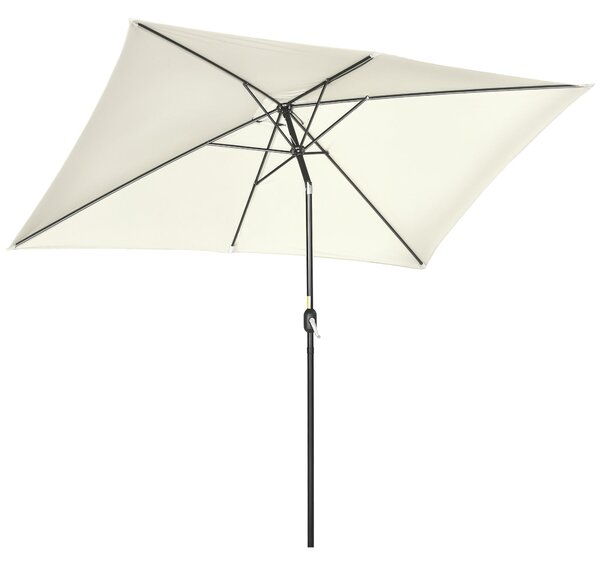 Zahradní slunečník Outsunny 195 cm x 295 cm s hliníkovým sloupem a nastavitelným úhlem, Anti-UV slunečník pro zahradní terasu Krémový | Aosom