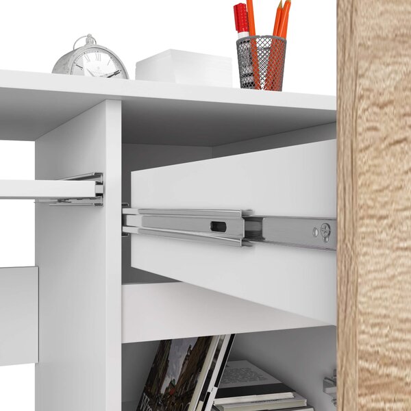 Ak furniture Psací stůl PIKSEL 90 cm bílý/dub sonoma pravý