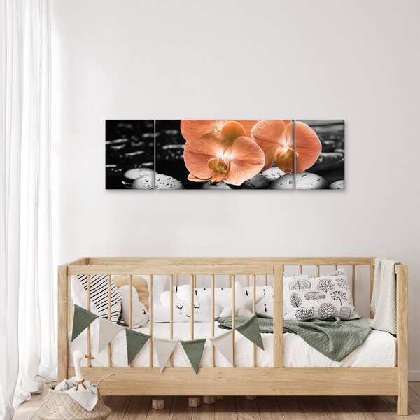 Obraz - Oranžové orchideje (170x50 cm)