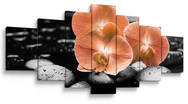 Obraz - Oranžové orchideje (210x100 cm)