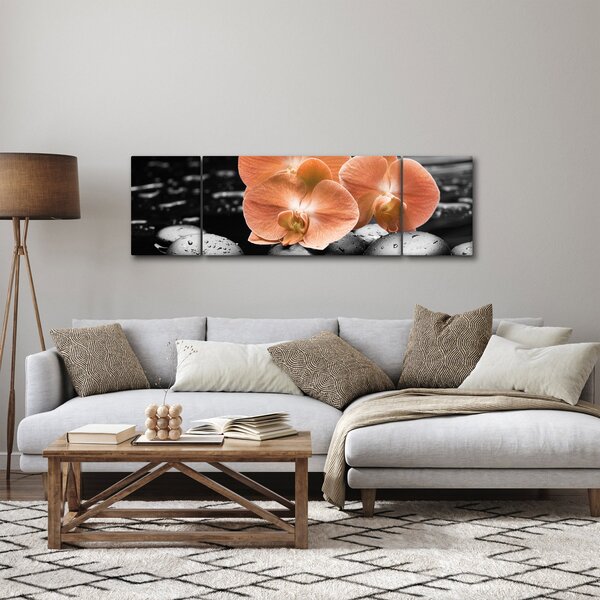 Obraz - Oranžové orchideje (170x50 cm)