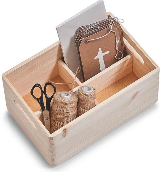 Zeller Present 3-dílný dřevěný úložný box pro organizaci domácnosti, BOXSET, 30 x 20 x 15 cm Z13320