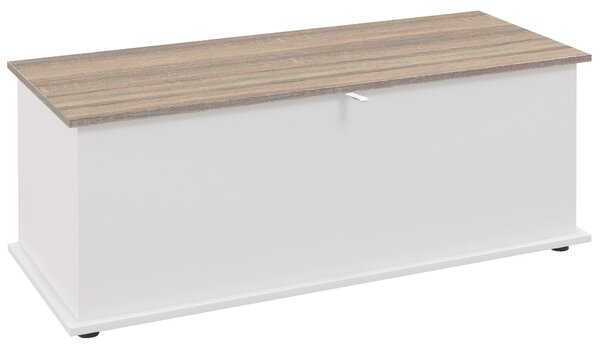 Dřevěná úložná truhlice HOMCOM s víkem, max. zatížení 120 kg pro ložnici a obývací pokoj, 100x40x40 cm, Přírodní a Bílá | Aosom