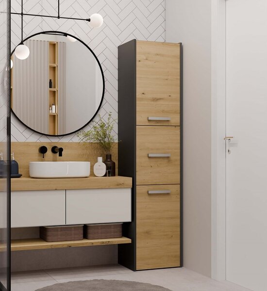 TP Living Koupelnová skříňka S43 170 cm antracit/dub artisan