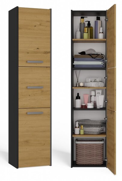 TP Living Koupelnová skříňka S43 170 cm antracit/dub artisan