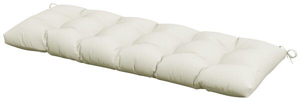 Poduška na lavici Outsunny 128x48x8 cm s 2 upevňovacími šňůrami, voděodolná a UV ochrana 50+ pro zahradní houpačku na terase, krémová | Aosom