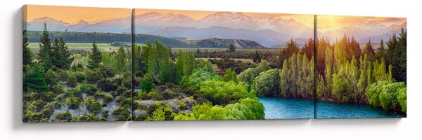 Obraz - Lesní horská krajina (170x50 cm)