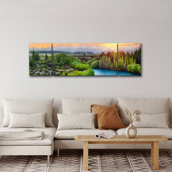 Obraz - Lesní horská krajina (170x50 cm)