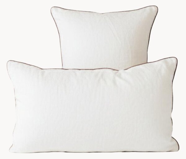Sada lněných povlaků na polštáře White Natural, 2 díly