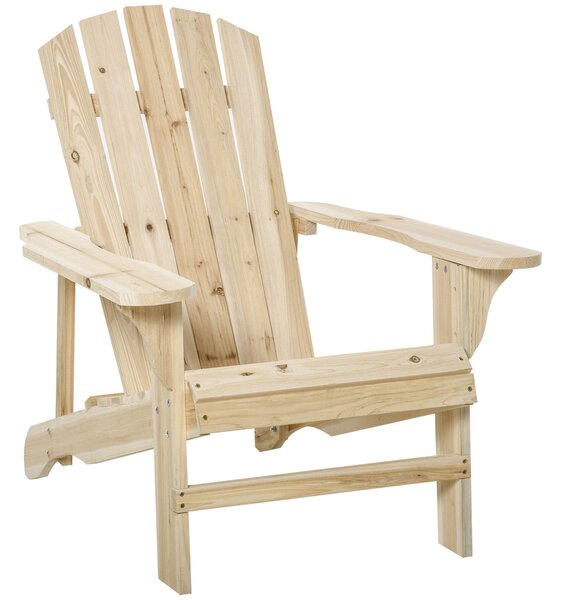Zahradní křeslo Outsunny Adirondack s širokým sedákem, nosnost 150 kg, pro terasu, balkon, rozměry 78x89x88 cm | Aosom