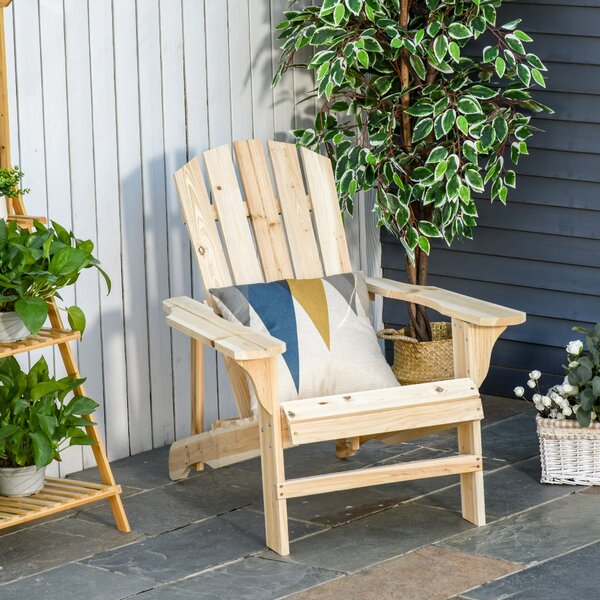 Zahradní křeslo Outsunny Adirondack s širokým sedákem, nosnost 150 kg, pro terasu, balkon, rozměry 78x89x88 cm | Aosom