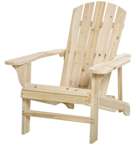 Zahradní křeslo Outsunny Adirondack s širokým sedákem, nosnost 150 kg, pro terasu, balkon, rozměry 78x89x88 cm | Aosom