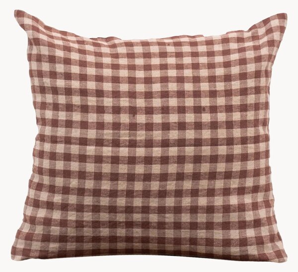 Lněný povlak na polštář Chocolate Gingham