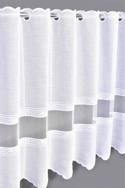Záclona batist, Decentní ornament a tyl metráž, bílá 40 cm