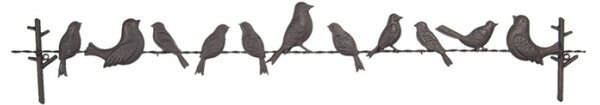 Kovová nástěnná dekorace s ptáčky – 104x2x15 cm