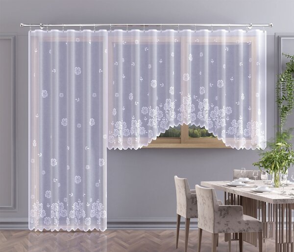 Hotová záclona nebo balkonový komplet, Lyra, bílá 220 x 120 cm