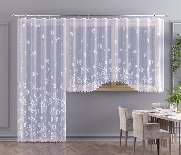 Hotová záclona nebo balkonový komplet, Aura, bílá 220 x 120 cm