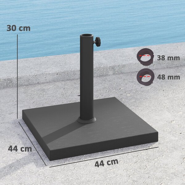 Stojan na slunečníky Outsunny s betonovým plněním pro čtvercové slunečníky s průměrem 38/48 mm – černý | Aosom