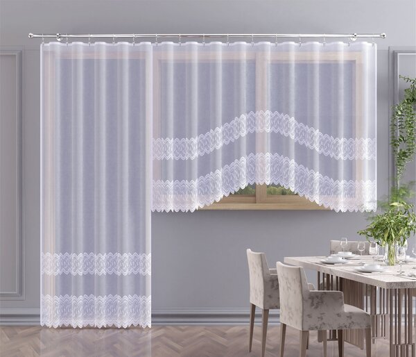 Hotová záclona nebo balkonový komplet, Sirius, bílá 220 x 120 cm