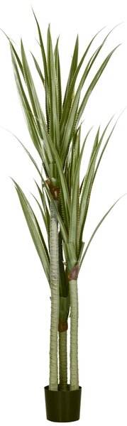 Umělá rostlina yucca HOMCOM v květináči 190 cm - 39 realistických listů pro dekoraci domova, obývacího pokoje, kanceláře a zahrady Ø17x190 cm Zelená |