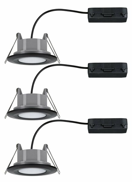 PAULMANN HomeSpa LED vestavné svítidlo Calla 3ks sada výklopné IP65 90mm 30° 3x5W 230V CCT černá mat