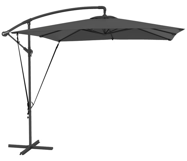 Outsunny Eccentric Parasol 247x247 cm Zahradní Slunečník s Křížovou Základnou, Nastavitelným Krytem, Klička a Ochranným Krytem proti UV 50+ pro Terasu