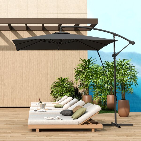 Outsunny Eccentric Parasol 247x247 cm Zahradní Slunečník s Křížovou Základnou, Nastavitelným Krytem, Klička a Ochranným Krytem proti UV 50+ pro Terasu