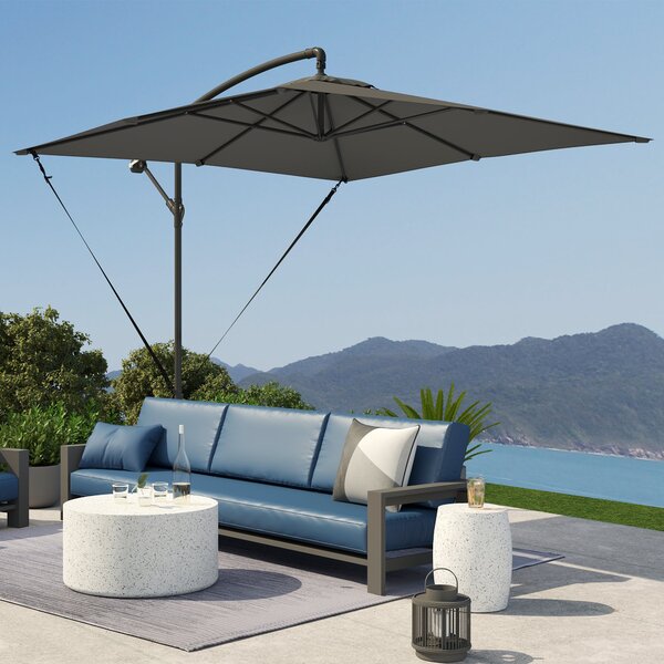 Outsunny Eccentric Parasol 247x247 cm Zahradní Slunečník s Křížovou Základnou, Nastavitelným Krytem, Klička a Ochranným Krytem proti UV 50+ pro Terasu