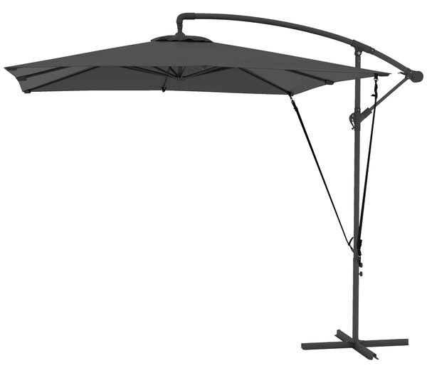 Outsunny Eccentric Parasol 247x247 cm Zahradní Slunečník s Křížovou Základnou, Nastavitelným Krytem, Klička a Ochranným Krytem proti UV 50+ pro Terasu