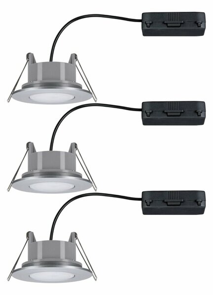 PAULMANN HomeSpa LED vestavné svítidlo Calla 3ks sada výklopné IP65 90mm 30° 3x5W 230V CCT matný chrom