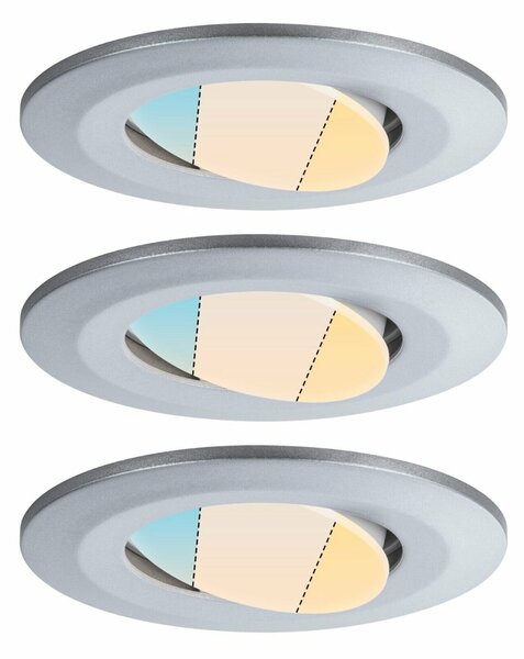 PAULMANN HomeSpa LED vestavné svítidlo Calla 3ks sada výklopné IP65 90mm 30° 3x5W 230V CCT matný chrom