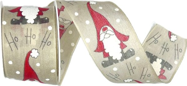 Stuha vánoční bavlněná SANTA’S MAGIC šedá 40mm x 2m (13,-Kč/m)