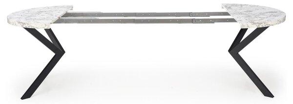 Halmar Rozkládací jídelní stůl PERONI 100(250)x100 bílý mramor/černý