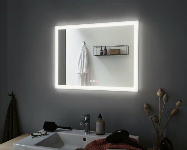 PAULMANN HomeSpa LED zrcadlo s osvětlením Mirra hranaté vyhřívané IP44 80x60 cm 22W WhiteSwitch 930.13