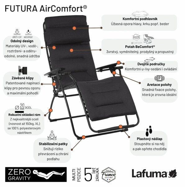Relaxační křeslo Lafuma FUTURA AirComfort hnědá Taupe