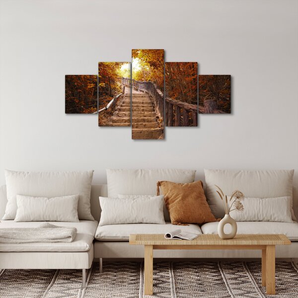 Obraz - Schody v přírodě na podzim (125x70 cm)