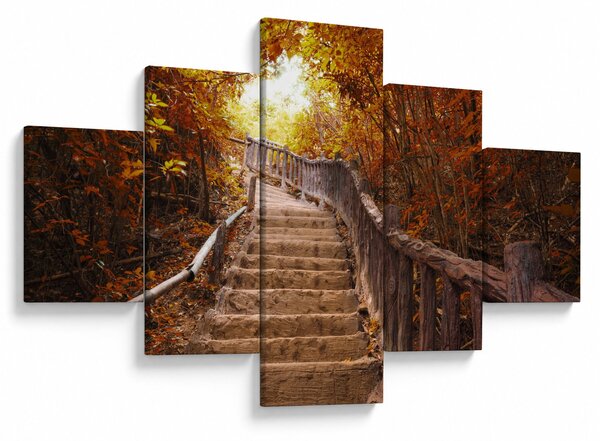 Obraz - Schody v přírodě na podzim (125x70 cm)