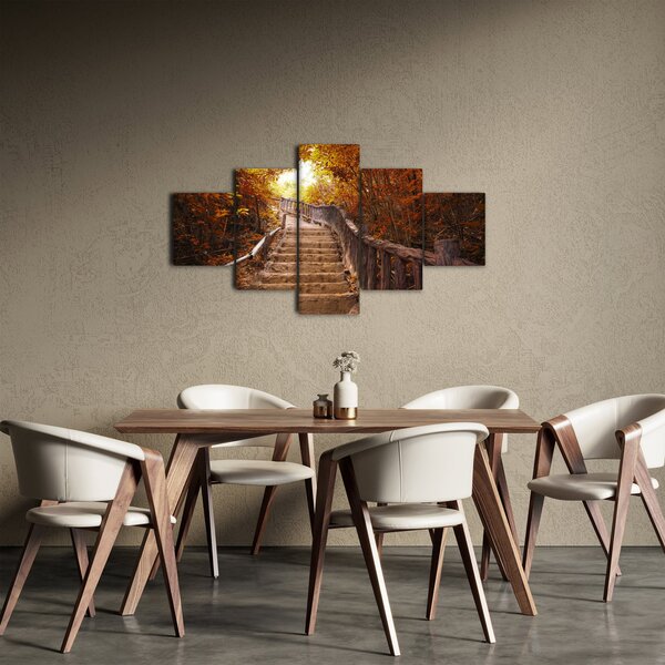 Obraz - Schody v přírodě na podzim (125x70 cm)