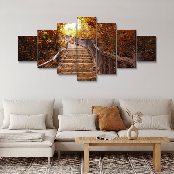 Obraz - Schody v přírodě na podzim (210x100 cm)